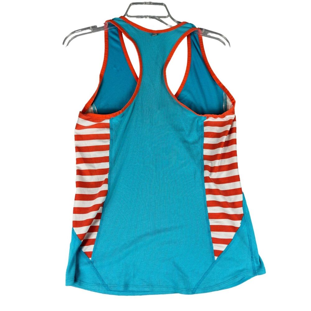 NIKE Tank Top Women's Medium Blue Orange Dri-Fit Racerback V-Neck Running Shirt - Picture 2 of 10